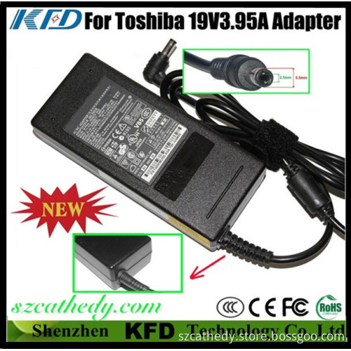 Laptop Power Adapter for Toshiba 19V 3.95A 76W Power Supply Cord